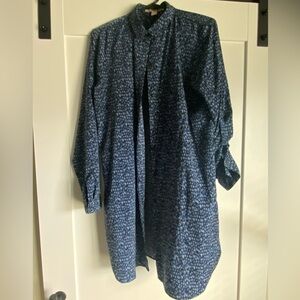 Black blue and gray button down shirt dress